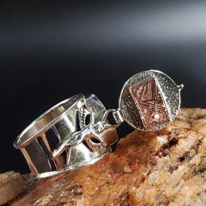 ⚜️SALE⚜️ Designer Solid Silver 925 Ring Rose Copper Top Unique Rare